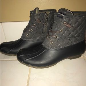 Grey/blue sperry boots